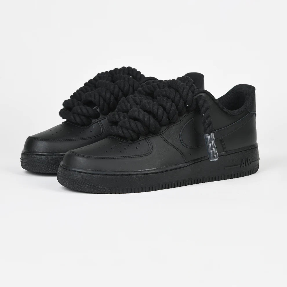 AF1 Custom Rope Laces "Full Black" by RealRope