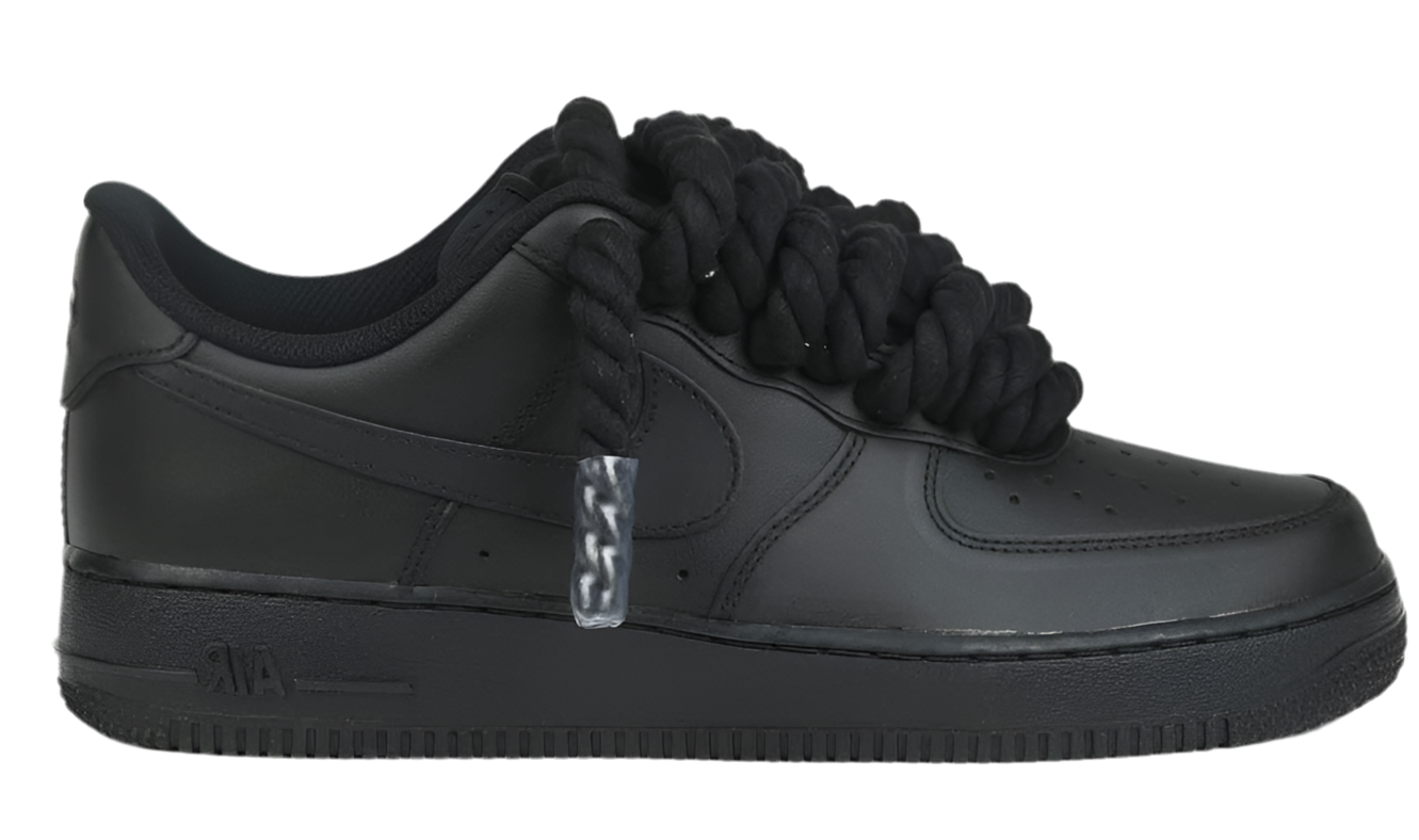 AF1 Custom Rope Laces "Full Black" by RealRope