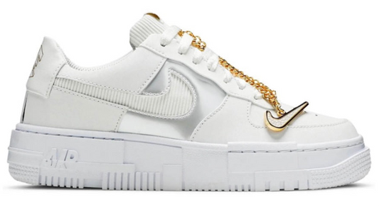 Nike Air Force 1 Pixel White Gold Chain