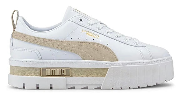 Puma Mayze platform trainers in white and stone